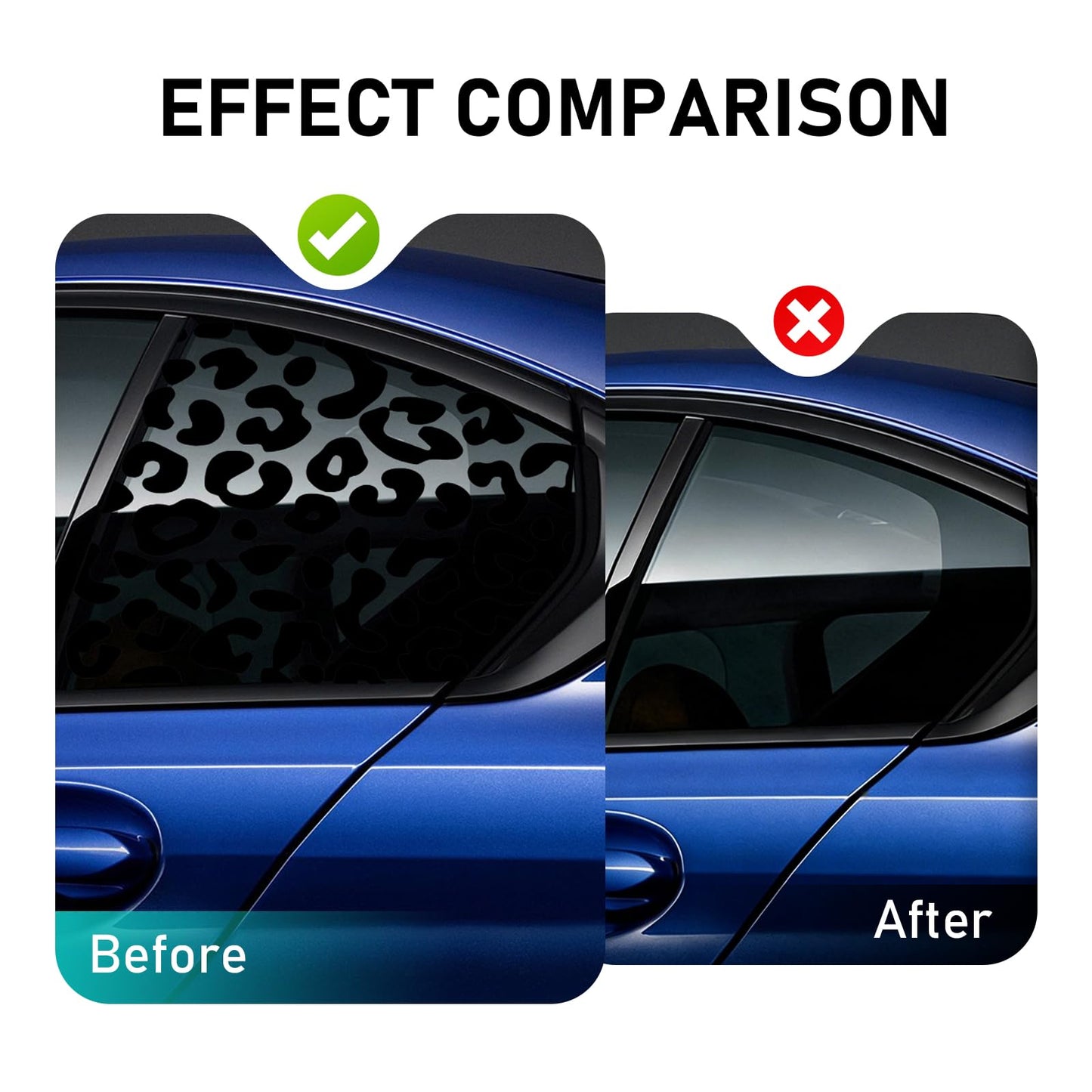Qurbuns Car Window Decals, Waterproof Self-Adhesive Side Window Leopard Sticker, Car Body Side Styling Sticker with Installation Tools, Universal for Most Cars (Black)