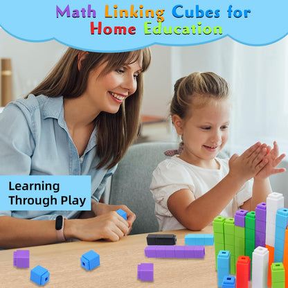 QUYSK 1000 Pcs Math Linking Cubes for Classroom, Kids Counting Blocks for Math STEM Connecting Cubes Math Manipulatives Linking Building Blocks for Spatial Intelligence, Counting,and Creativity