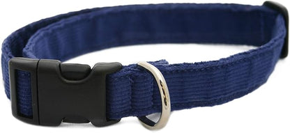 Hemp Corduroy Dog Collar - No Pattern (3/4" Medium, Blue)