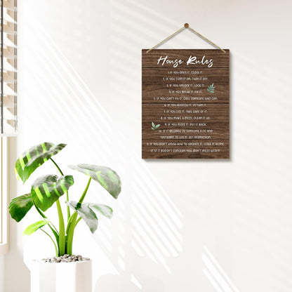 House Wooden Sign, Housewarming Gift For Women Men Friend Coworker, House Rules Sign Wall Sign Hanging Sign House Decorations Living Room Decorations For Home -02