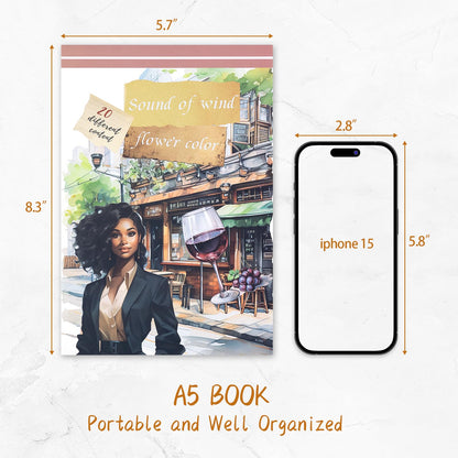 Dizdkizd Pre-Cut Journaling Sticker Book, 20 Sheets - 270 PCS Fashion Colored Women Planner Decals, PET & Paper Scrapbook Sticker Set Bullet Junk Journal Supplies