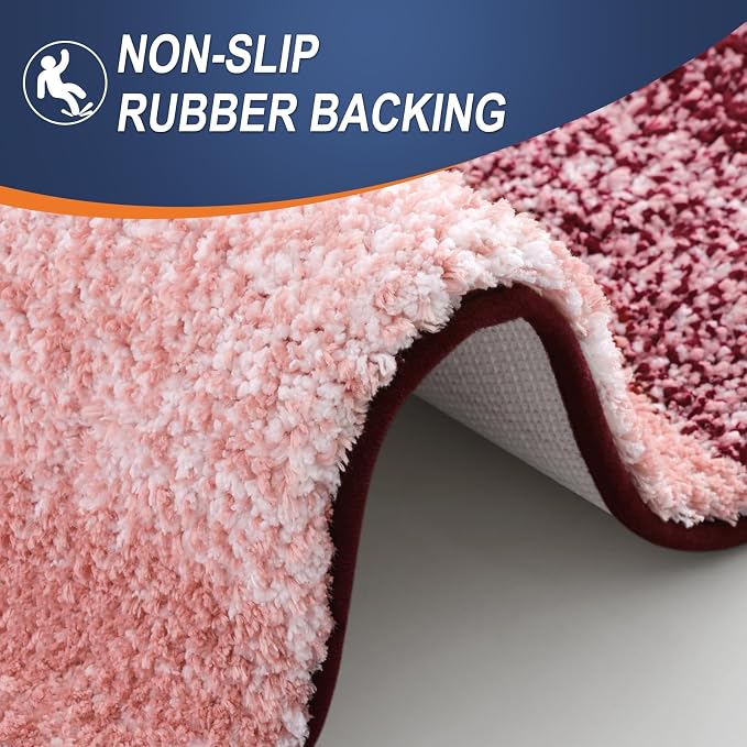 OLANLY Large Bathroom Rugs Mat 44x32, Extra Soft Absorbent Microfiber Bath Rugs, Rubber Backing, Quick Dry, Machine Washable Bath Mats for Bathroom Floor, Tub and Shower, Home Decor Accessories, Red