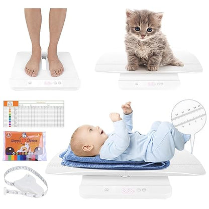 Baby Scale & Pet Scale with 60cm Tray, 330lb-150kg Digital Scale for Newborn, Puppy, Cat, Dog & Adult, Includes Tape Measure, Puppy Collar & Record Card, Hold/Tare Function,5 Unit Conversions