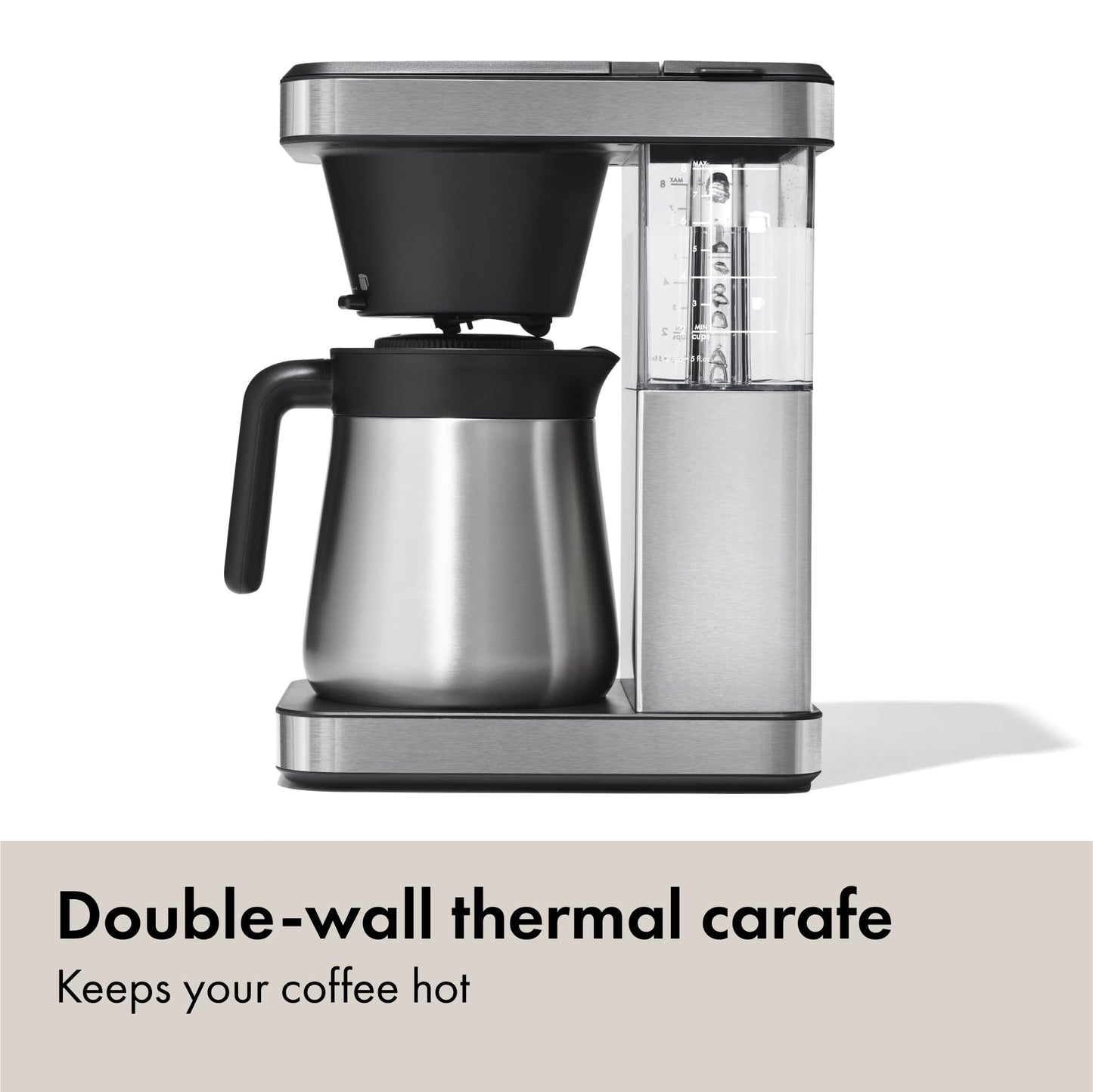 OXO Brew 8-Cup Coffee Maker - Single-Serve & Carafe, Thermal Stainless Steel, SCA Certified