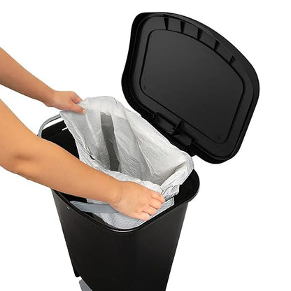 Glad Kitchen Trash Can with Lid, Foot Pedal and Garbage Bag Rings, 13 Gal, Black