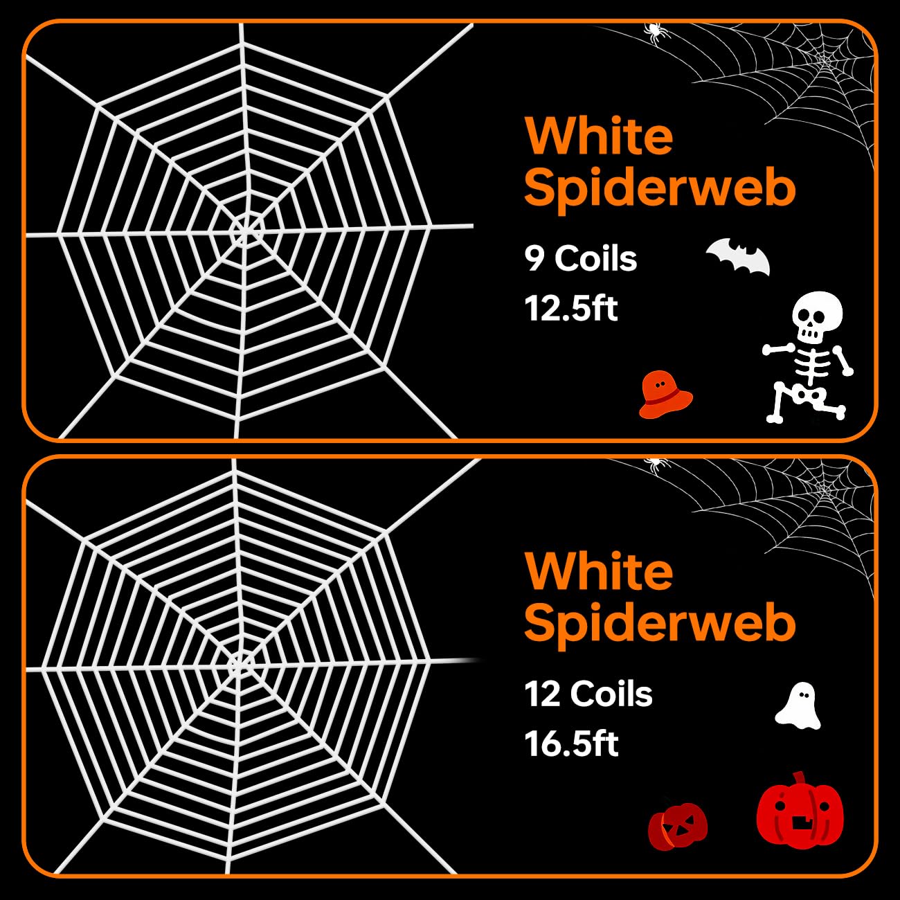 FathiSooc Spider Webs Halloween Decorations Outdoor, 16.5ft 12 Coils White Fake Spider Web, Scary Haunted House Outdoor Wall Decor for Halloween Party Hanging Decorations (16.5ft 12 Coils-White)