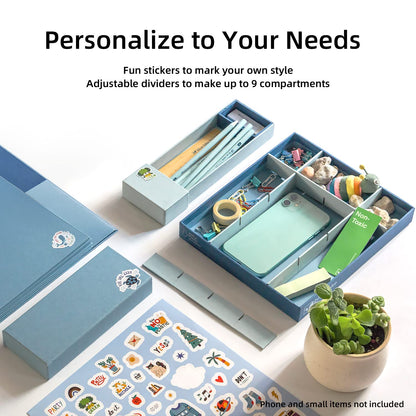 Blue Lake 3-Ring Binder School Offiice Supplies Kit Bundle Plastic Free 22 Piece Binder, Folders, Pencils, Pencil Box Organizer Tray, Gifts for K-12, College Students, and Office