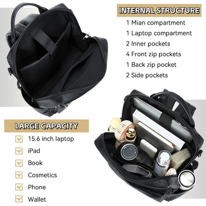 AGLOD Vegan Leather Laptop Backpack for Women 15.6 Inch Work Backpack Purse for Travel College