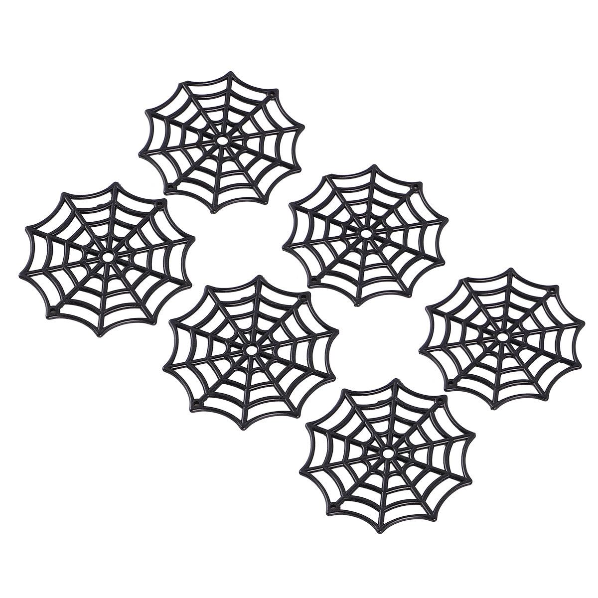 DECHOUS 50Pcs Plastic Spider Webs: Black Small Spider Webs Plastic Halloween Ornaments 1.9 Inch Cobwebs Decor for Indoor Outdoor Halloween Hanging