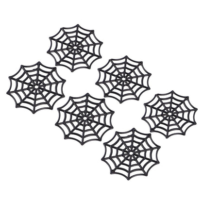 DECHOUS 50Pcs Plastic Spider Webs: Black Small Spider Webs Plastic Halloween Ornaments 1.9 Inch Cobwebs Decor for Indoor Outdoor Halloween Hanging