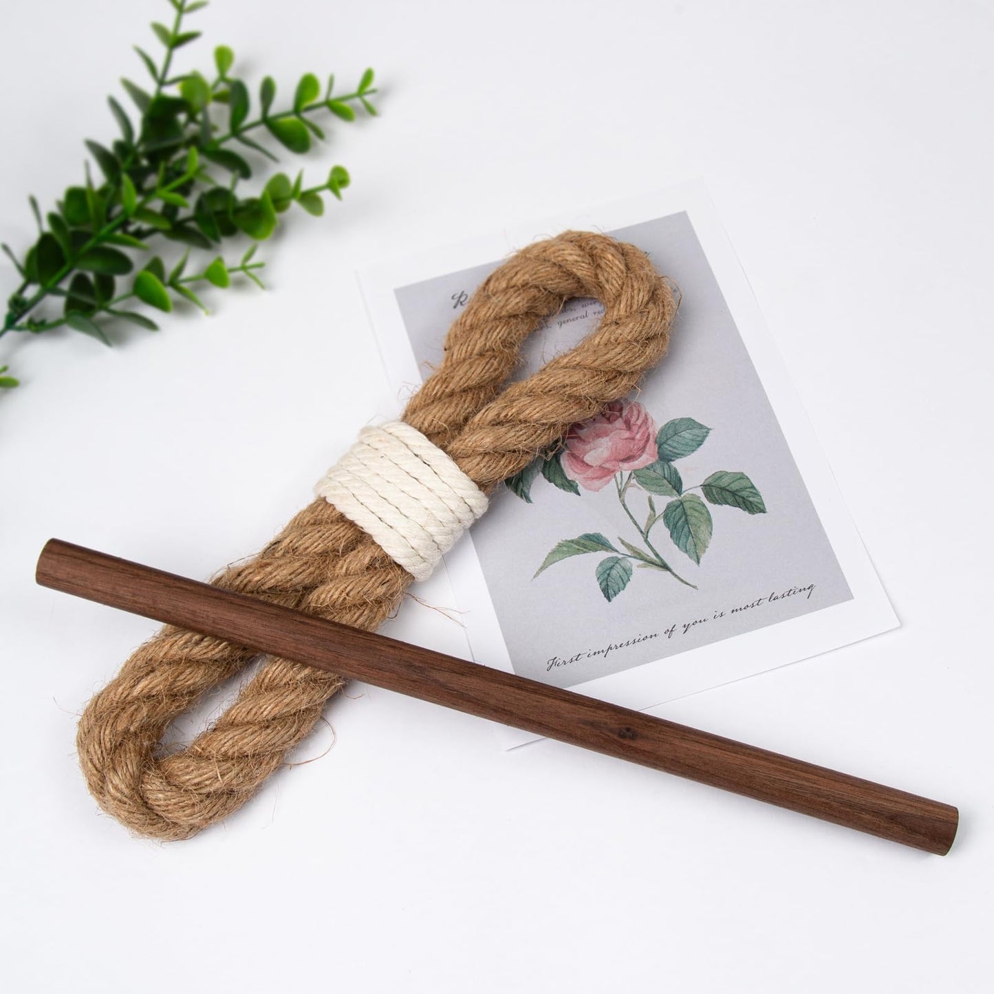 JELUTRIC Curtain Tiebacks Farmhouse Holdbacks,Nautical Boho Rustic Curtain Holders,Cotton Jute Rope with Wood Club,Wood Vintage Natural Woven Curtain Ties for Window Drapery 2Pcs