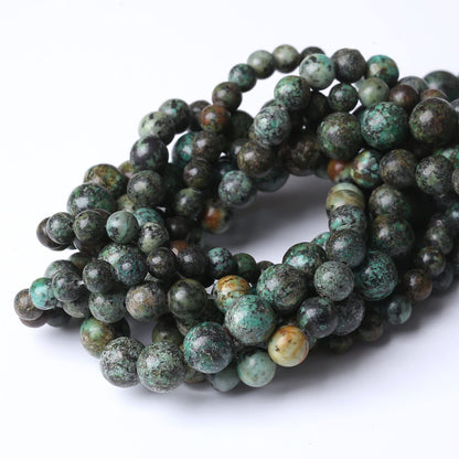 African Turquoises Stone Natural Stone Beads Gems Round Loose Beads Jewelry Making DIY Bracelet Necklace Accessory 1 Strand 32PCS 12MM 15"