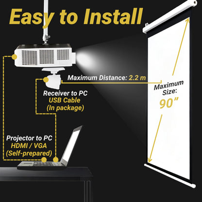 Interactive Whiteboard System -Smart Whiteboard with Electronic Pen, Compatible with Long Focus Projection, for Home Office Classroom and Presentation, Only for Windows