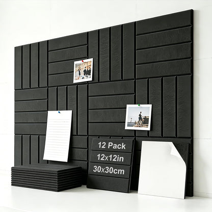 Acrridi Large Felt Bulletin Board with Self-Adhesive, 48" x 36", Black, Cork Board Alternative, 12 Pack with 36 Pushpins for Wall Home Office Decor