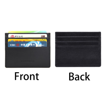 DORIS&JACKY Minimalist Leather Card Holder Wallet, Slim Lambskin Credit Card Case Card Protector, 6 Card Slots Thin Business Wallet for Men and Women(DS901-Black)