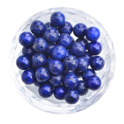 100Pcs Natural Crystal Beads Stone Gemstone Round Loose Energy Healing Beads with Free Crystal Stretch Cord for Jewelry Making (Lapis, 8MM)