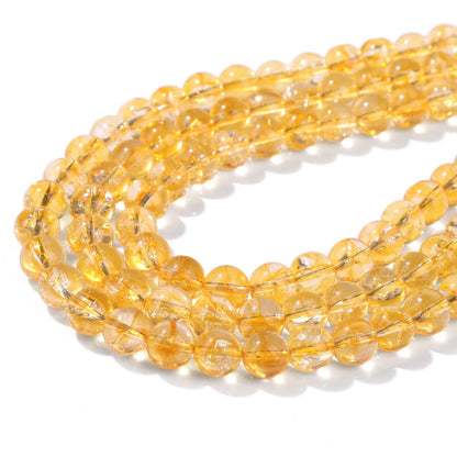 Risyfjew 50PCS 8mm Natural Citrine Beads Gemstone Round Loose Beads for Jewelry Making Chakra Crystal Stone Beads for Bracelets Necklace Earrings Making Supplies (50pcs/Strand)