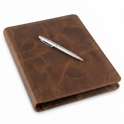 Moonster Leather Portfolio Professional Organizer Padfolio – Resume Folder with Luxury Pen - Leather Binder Portfolio Writing Pad with Business Card Holder - Portfolio Folder for Men & Women