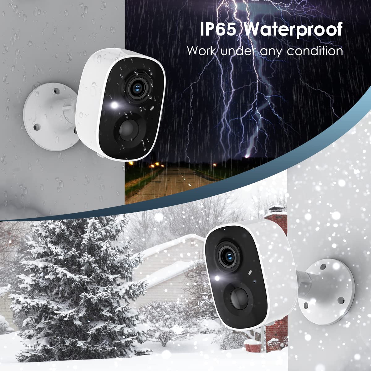 GMK Security Cameras Wireless Outdoor, 2K Color Night Vision AI Motion Detection 2-Way Talk Battery Powered 3MP WiFi Home Indoor Camera IP65 Waterproof Spotlight Siren Alarm Cloud/SD Storage 4-Pack