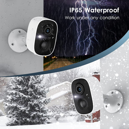 GMK Security Cameras Wireless Outdoor, 2K Color Night Vision AI Motion Detection 2-Way Talk Battery Powered 3MP WiFi Home Indoor Camera IP65 Waterproof Spotlight Siren Alarm Cloud/SD Storage 4-Pack