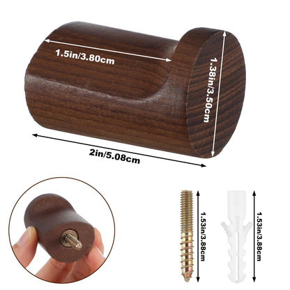 xozeooeu Wood Wall Hooks 8 Pack, Natural Walnut Coat Hooks with Metal Core, Heavy Duty Wall Mounted Hat Hook for Entryway, Bathroom, Bedroom - Rustic Home Decor