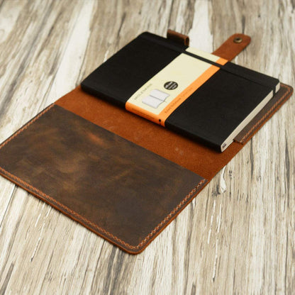 Distressed Leather 5 x 8.25" Notebook Cover Compatible with Moleskine Classic Cover Larger size, Portfolio Agenda Cover Diary Cover, 307M
