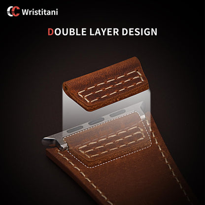 Wristitani Leather Bands Compatible With Apple Watch Band Ultra 3/2/1, 49mm 46mm 45mm 44mm 42mm For Men, Top Genuine Leather Replacement Vintage Strap for iWatch SE3/2/1 Series 11 10 9 8 7 6 5 4 3