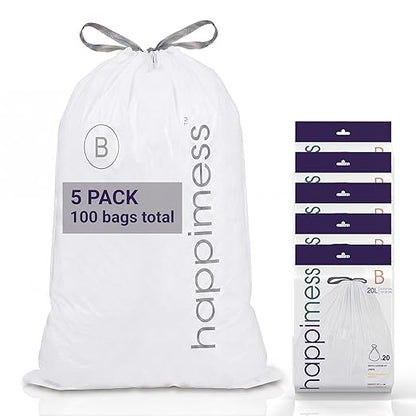 happimess 5.3 Gallon Drawstring Trash Bags, Heavy Duty LDPE Liners