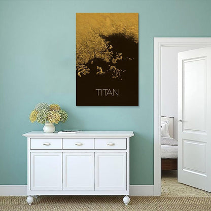 Titan Moon Canvas Wall Art 16x24 Inch Unframed – Saturn’s Largest Moon Astronomy Poster Print, Science Decor for Classroom, Home Office, Gift for Students, Teachers & Space Lovers