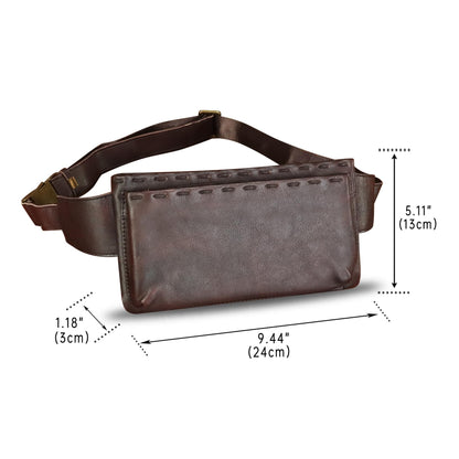 Genuine Leather Waist Bag Fanny Packs Hip Bag for Women and Men Real Leather Small Fanny Bag Sling Bag Crossbody Bags Chest Purses (Coffee)