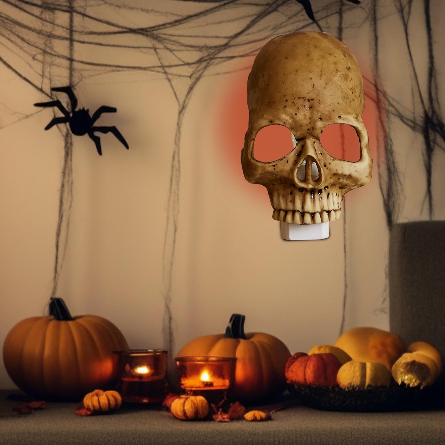 chefensty Skull Night Light, 2026 New Skeleton Night Light, Halloween Horrible Light Decoration for Halloween Party and Home Decor (Grey)