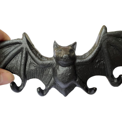 Womeet Coat Hooks Wall Mounted, Rustic Bat Key Hook Holder, Heavy Duty Decorative Black Wall Hooks for Mudroom, Towels, Hat Rack, Purse Hooks, Cast Iron Decorative ‎Antique Black Hooks