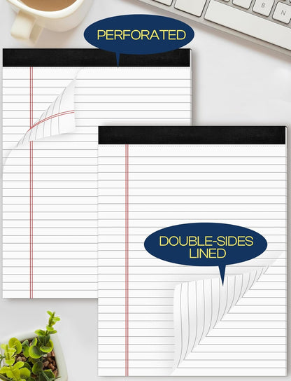 6 Pack 8.5 x 11 Legal Pads for Office Supplies Paper Pads 8.5 x 11 White Note Pads for Work Lined Writing Pads Notebook White Legal Pads Wide Ruled Notepads 30 Sheets Per Writing Pad Legal Note Pad