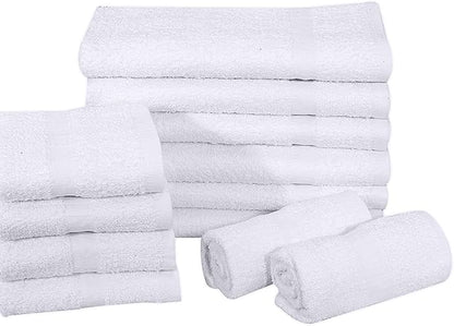 GOLD TEXTILES 12 Pack White Economy Cotton Blend 15x25 Inches Basic Hand