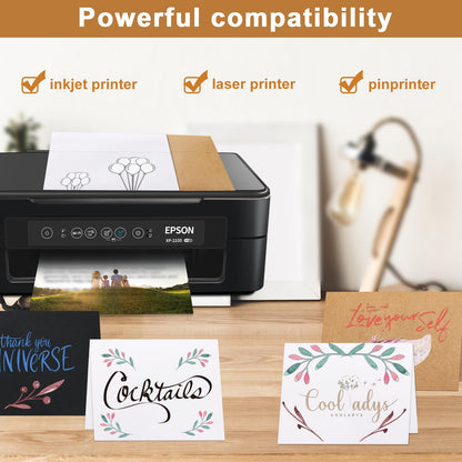 Silunkia 100 Packs Black Blank Greeting Cards and Envelopes 4.25 x 5.5 Heavyweight Folded Cardstock and Printable A2 Envelopes Self Seal for Wedding Invitations, Thank You Cards, Festival blessings