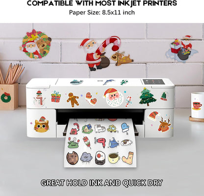30 Sheets Printable Clear Sticker Paper for Inkjet Printer, Premium Vinyl Transparent Sticker Paper Waterproof, Dries Quickly, Vivid Colors, Tear Resistant, 8.5x11" Labels Great for Cutting Machines