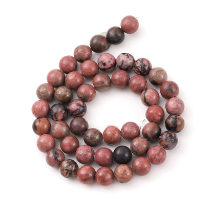 6mm 60pcs DIY Natural Black Line Rhodonite Stone Beads Round Healing Crystal Gemstone Loose Beads for Jewelry Making Handmade Bracelet Necklace
