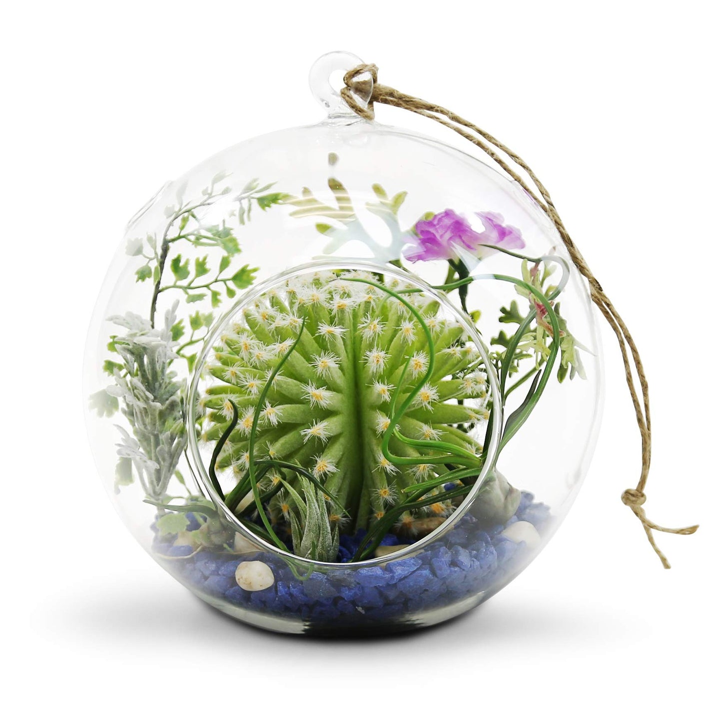 WGV Hanging Terrarium Globe, Width 7", Height 8", DIY Air Succulent Planter, Clear Glass Vase Orb with Flat Bottom, Candle Holder Outdoor Garden Decor, 6 Pieces