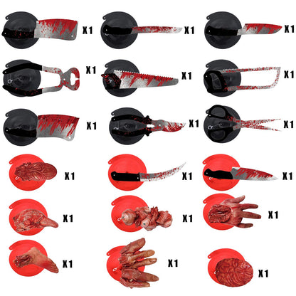 Blulu Scary Halloween Decorations Blood Weapon Hanging Swirl, Fake Scary Broken Blood Hands and Feet Broken Parts Foil Swirl for Haunted Halloween Vampire Zombie Party Supplies, 30 Count