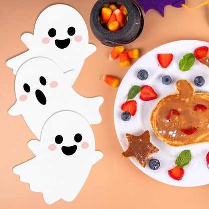 Halloween Ghost Napkins | 100pcs White Disposable Paper Napkins | Kids Spooky Party Decorations - Boo Decor