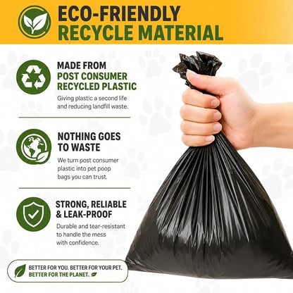 Dog Poop Biodegradable Black Bags with Dispenser (700 Bags) Eco-friendly doggy poop bags Pickup Bag 35 Refill Rolls Eco Dog Waste Bags Cat Litter Clamps & Poop Bags (35 Rolls, Uscented)