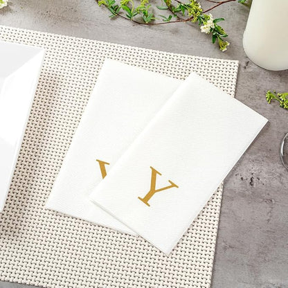 Luxenap 15.8 X 7.9 Inch Linen-Feel Guest Towels, 50 Lettered Hand Towels