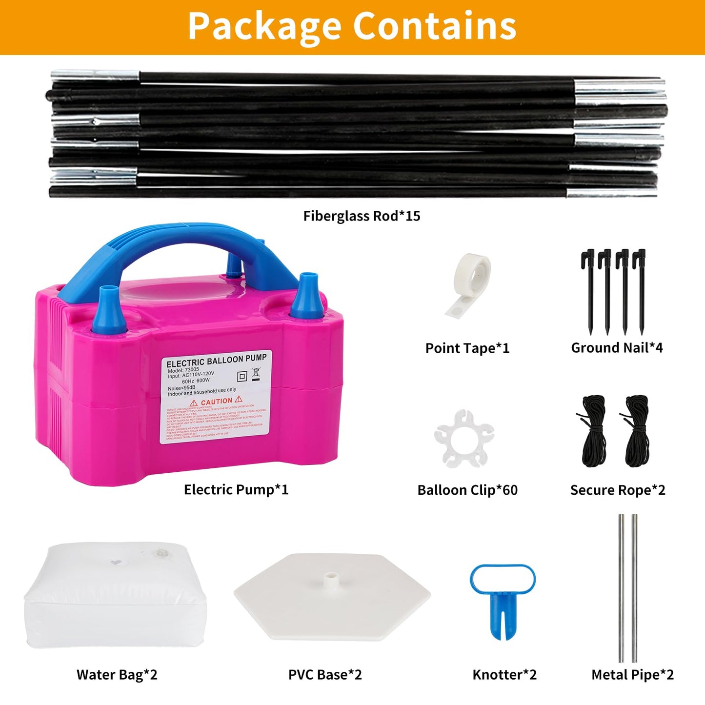 RUBFAC Balloon Arch Kit and Balloon Pump, 10Ft Wide Adjustable Balloon Arch Stand for Floor Frame with Electric Pump Bases Balloon Accessories for Birthday Party Baby Shower Festival Decorations