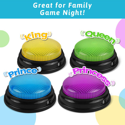 BEAN LIEVE Recordable Answer Buzzers - Set of 4, Personalized Sound, Game Show Buzzers for Family Game, Trivia Nights and Classroom Teaching