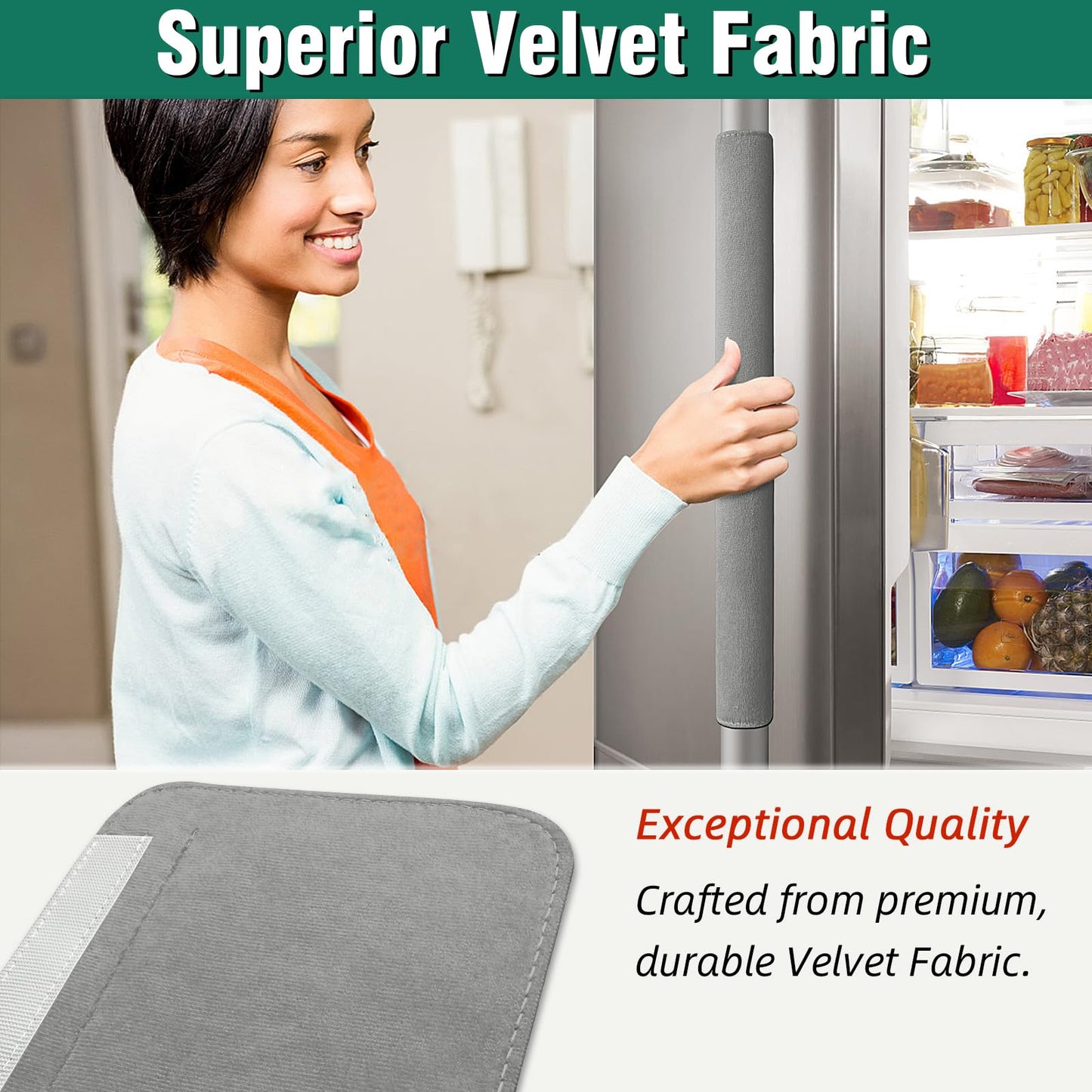 Refrigerator Door Handle Covers, Set of 6, Non-Slip Fridge Handle Covers, Washable Appliance Handle Covers, Keep Your Kitchen Clean, Freezer Microwave Oven Dishwasher Handle Protector(Gray)