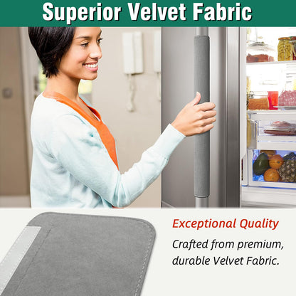 Refrigerator Door Handle Covers, Set of 6, Non-Slip Fridge Handle Covers, Washable Appliance Handle Covers, Keep Your Kitchen Clean, Freezer Microwave Oven Dishwasher Handle Protector(Gray)