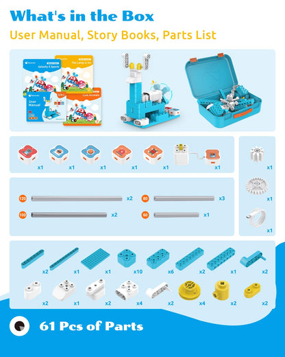 WhalesBot A3 12-in-1 STEM Blocks Coding Robot Kit for Kids, 61-Piece Educational Building Set with Interactive Storytelling, Ideal Toy Gift for Boys & Girls Ages 3-6