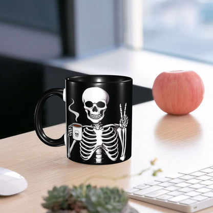 Yamegoun Skull Coffee Mug 11oz Ceramic Tea Cup Kitchen Decor Microwave Safe for Office and Home Novelty Christmas Gifts for Men Women