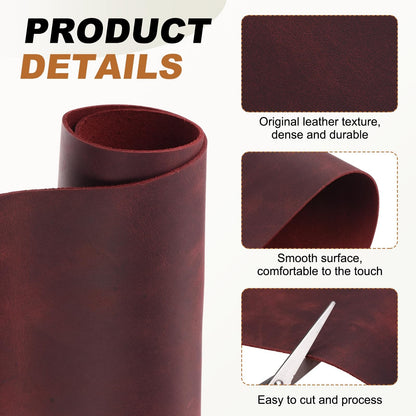 MECCANIXITY Genuine Leather Sheets, 15" x 15" 4-5 oz (1.8-2mm) Thick Full Grain Leather Sheet Tooling Precut for Carving Engraving Molding Embossing Stamping, Dark Red