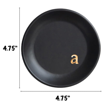 COLLECTIVE HOME - Ceramic Jewelry Tray, Decorative Trinket Dish for Rings Earrings Necklaces Bracelet Watch Keys, Birthday Mother's Day Christmas Gift for Women, 4.75", Black Surface (a)